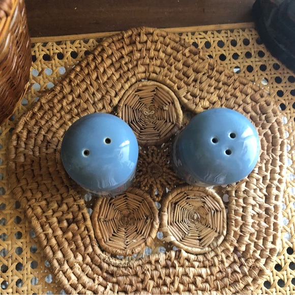 Set of Blue Cottagecore Goose Salt & Pepper Shakers with Flower Border - Picture 6 of 7